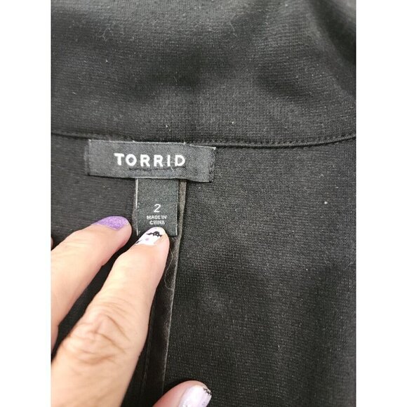 Torrid Blazer Black 3/4 Ruched Sleeves Single Breasted 2 Button Women's 2X - Picture 7 of 8